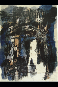 blaue Folge ohne Titel, 2008, Chinatusche, Rohrfederzeichnung auf Aquarell, Bhutan Papier (Buetten) 110,0x 82 cm (WV 02318).jpg